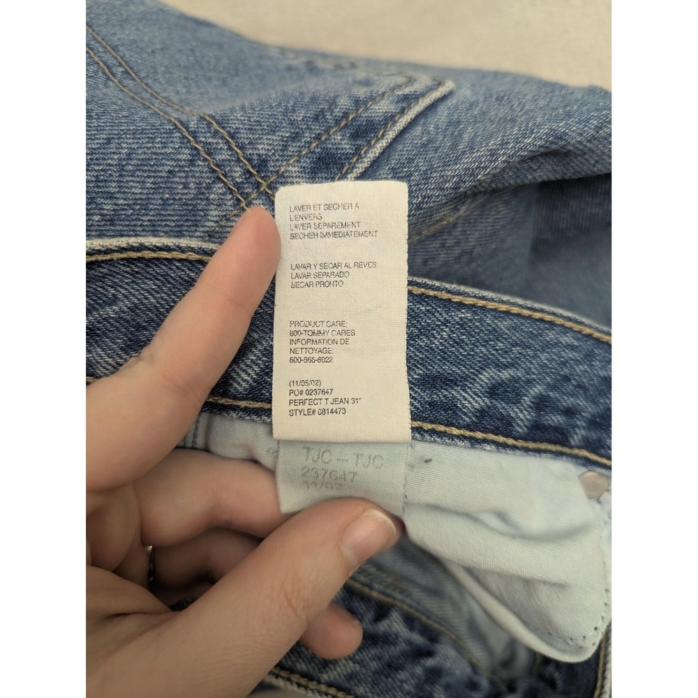Vintage Tommy Hilfiger Jeans Juniors 5 Blue High‎ Rise Straight 100% Cotton Y2K - Picture 6 of 14